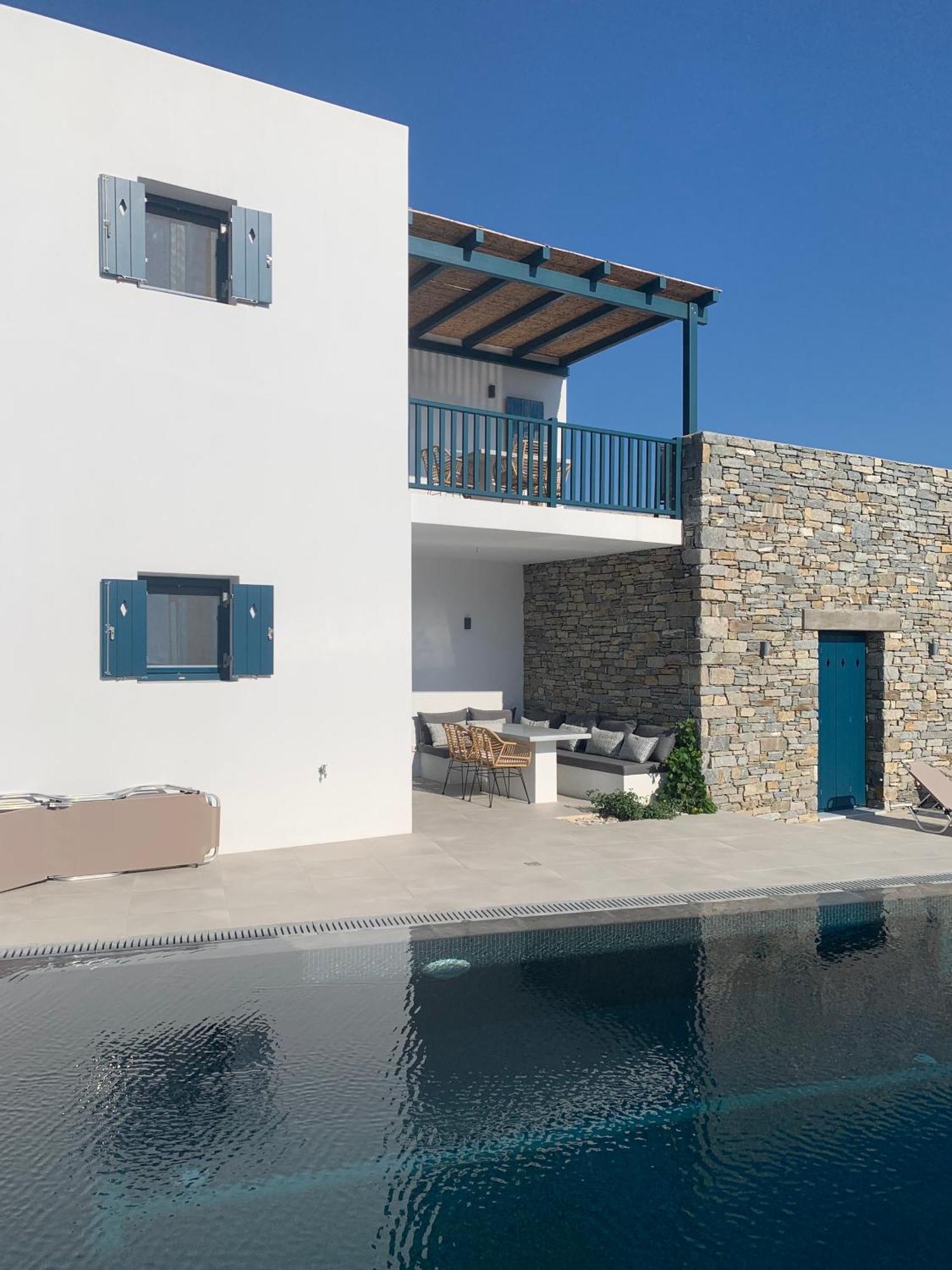 Paros-Memories-Neubau-Villen, Sportpool Aspro Chorio Bagian luar foto